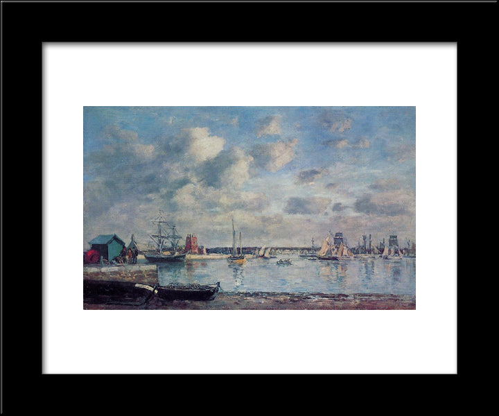 Camaret, Boats In The Harbor 20x24 Black Modern Wood Framed Art Print Poster by Boudin, Eugene