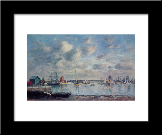 Camaret, Boats In The Harbor 20x24 Black Modern Wood Framed Art Print Poster by Boudin, Eugene