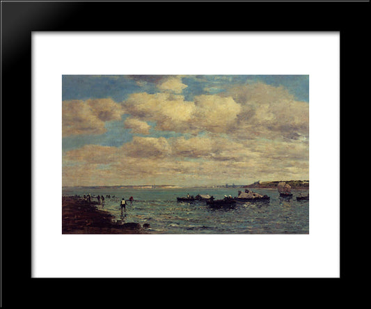 Camaret, Fishermen And Boats 20x24 Black Modern Wood Framed Art Print Poster by Boudin, Eugene