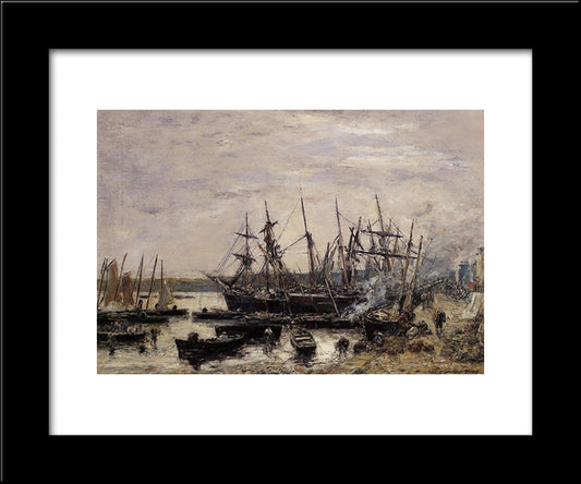 Camaret, Fishing Boats At Dock 20x24 Black Modern Wood Framed Art Print Poster by Boudin, Eugene