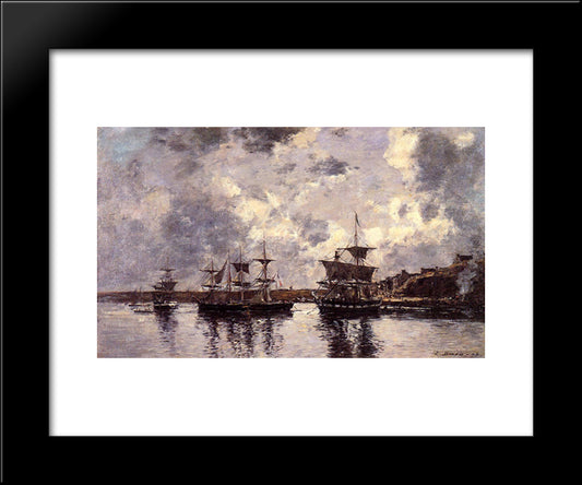 Camaret, Three Masters Anchored In The Harbor 20x24 Black Modern Wood Framed Art Print Poster by Boudin, Eugene