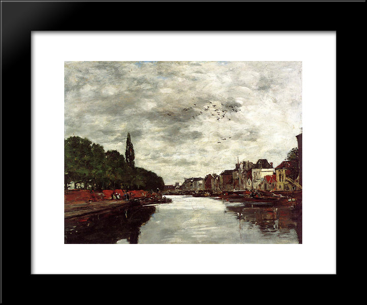 Canal Near Brussels 20x24 Black Modern Wood Framed Art Print Poster by Boudin, Eugene