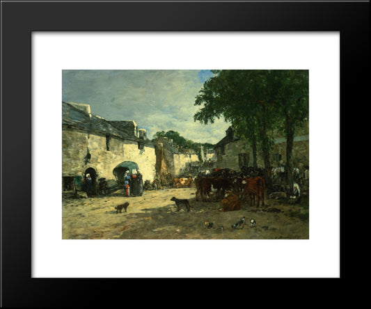Cattle Market At Daoulas, Brittany 20x24 Black Modern Wood Framed Art Print Poster by Boudin, Eugene