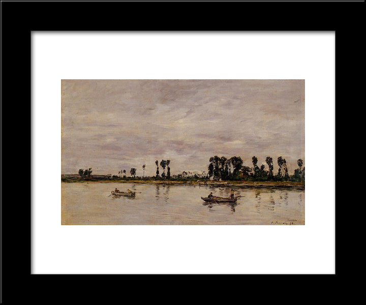 Caudebec-En-Caux, Banks Of The Seine 20x24 Black Modern Wood Framed Art Print Poster by Boudin, Eugene
