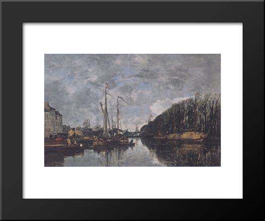 Channel At Allee Verte In Brussels 20x24 Black Modern Wood Framed Art Print Poster by Boudin, Eugene