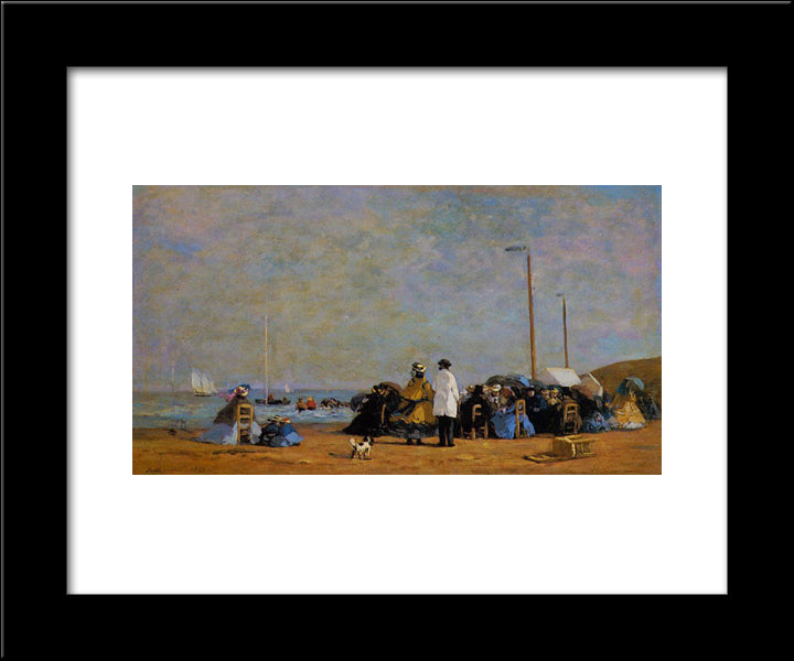 Crinolines On The Beach 20x24 Black Modern Wood Framed Art Print Poster by Boudin, Eugene
