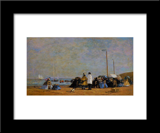 Crinolines On The Beach 20x24 Black Modern Wood Framed Art Print Poster by Boudin, Eugene