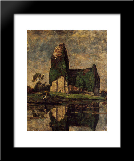 Criqueboeuf, The Church 20x24 Black Modern Wood Framed Art Print Poster by Boudin, Eugene