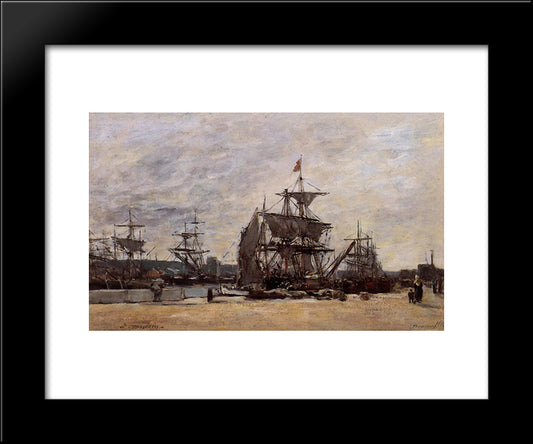 Deauville, Docked Boats 20x24 Black Modern Wood Framed Art Print Poster by Boudin, Eugene
