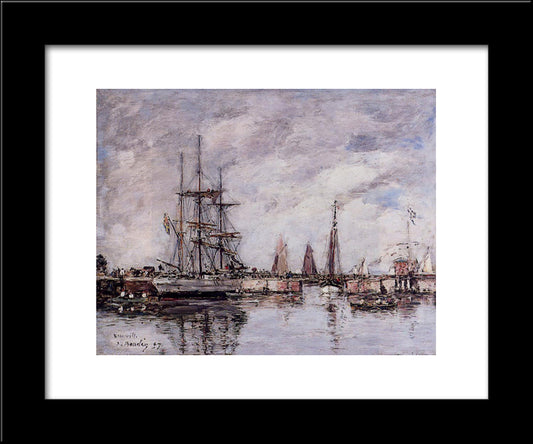 Deauville, Norwegian Three-Master Leaving Port 20x24 Black Modern Wood Framed Art Print Poster by Boudin, Eugene