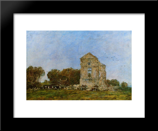 Deauville, Ruins Of The Chateau De Lassay 20x24 Black Modern Wood Framed Art Print Poster by Boudin, Eugene