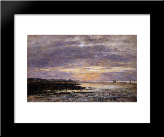 Deauville, Sunset On The Beach 20x24 Black Modern Wood Framed Art Print Poster by Boudin, Eugene