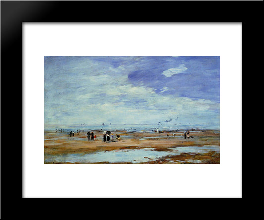 Deauville, The Beach, Low Tide 20x24 Black Modern Wood Framed Art Print Poster by Boudin, Eugene