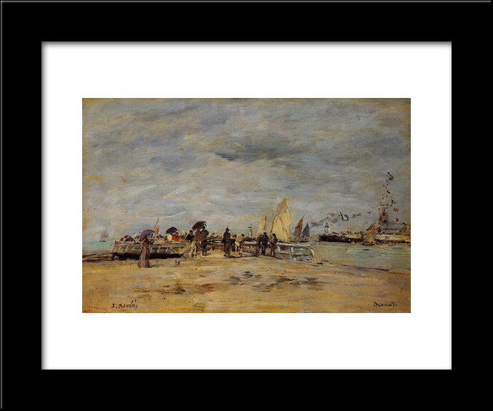 Deauville, The Jetty 20x24 Black Modern Wood Framed Art Print Poster by Boudin, Eugene