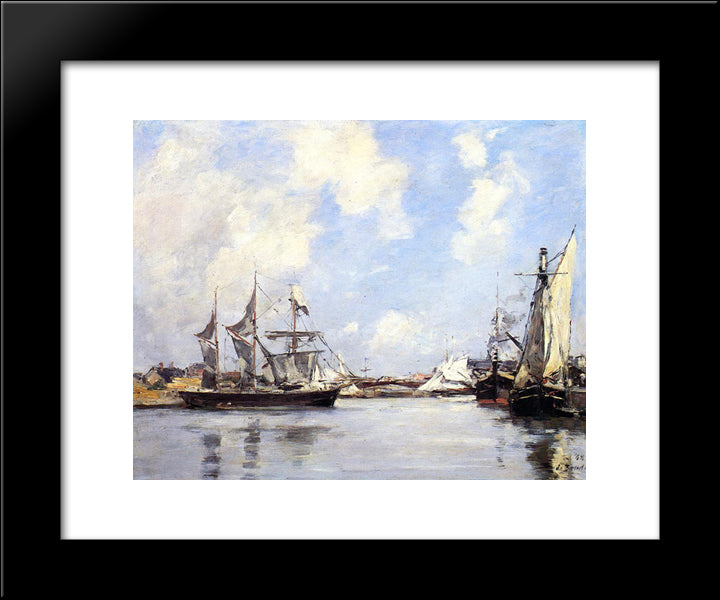 Deauville, The Port 20x24 Black Modern Wood Framed Art Print Poster by Boudin, Eugene