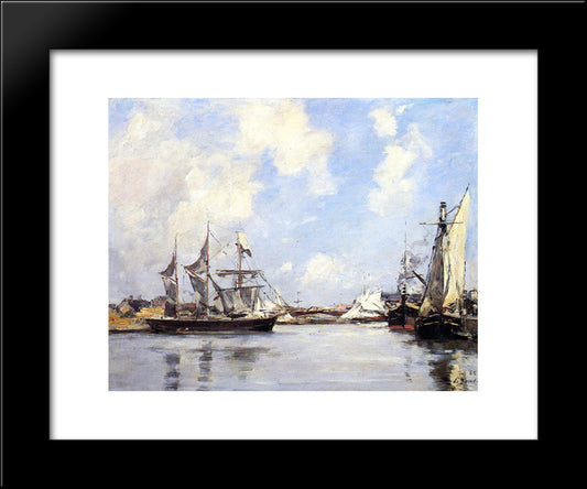 Deauville, The Port 20x24 Black Modern Wood Framed Art Print Poster by Boudin, Eugene