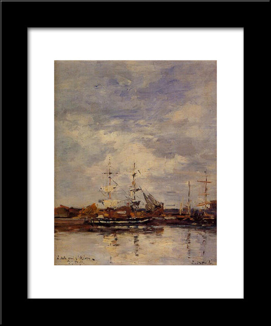Deauville Harbor 20x24 Black Modern Wood Framed Art Print Poster by Boudin, Eugene