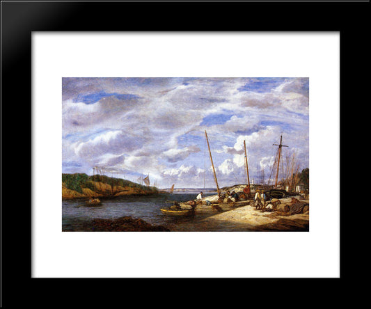 Douarnenez, Fishing Boats At Dockside 20x24 Black Modern Wood Framed Art Print Poster by Boudin, Eugene