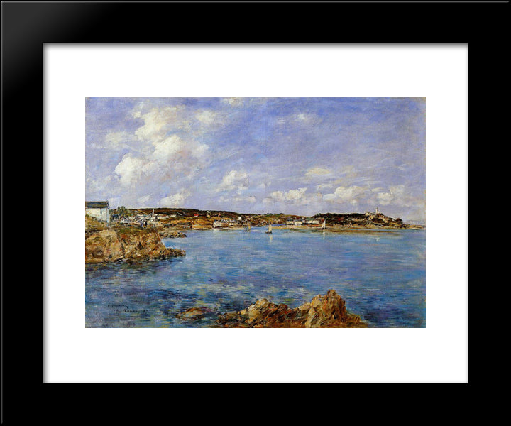 Douarnenez, The Bay, View Of Tristan Isle 20x24 Black Modern Wood Framed Art Print Poster by Boudin, Eugene