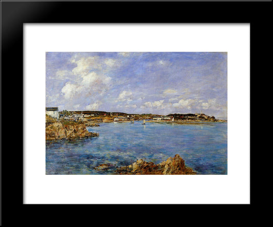 Douarnenez, The Bay, View Of Tristan Isle 20x24 Black Modern Wood Framed Art Print Poster by Boudin, Eugene