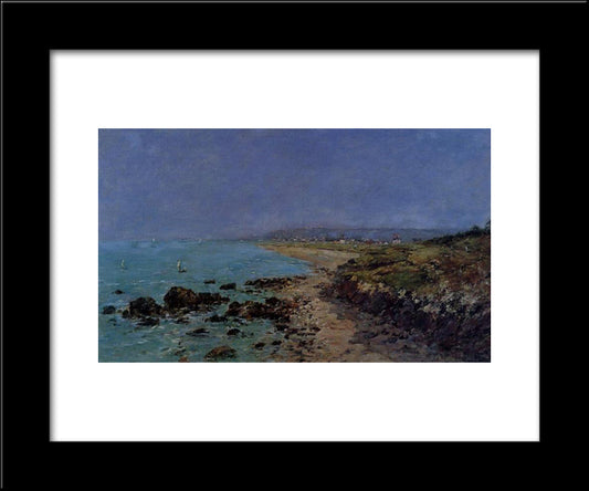 Douarnenez, The Shore And The Bay 20x24 Black Modern Wood Framed Art Print Poster by Boudin, Eugene