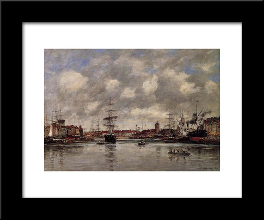 Dunkirk, The Holland Basin 20x24 Black Modern Wood Framed Art Print Poster by Boudin, Eugene