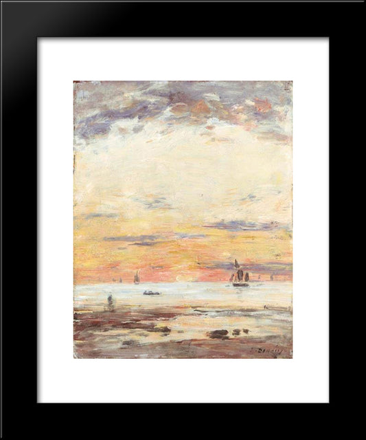 Ebb On Sunset 20x24 Black Modern Wood Framed Art Print Poster by Boudin, Eugene