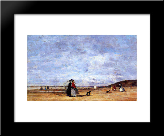 Elegant Women On The Beach 20x24 Black Modern Wood Framed Art Print Poster by Boudin, Eugene