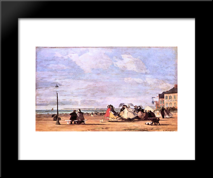 Empress Eugenie On The Beach At Trouville 20x24 Black Modern Wood Framed Art Print Poster by Boudin, Eugene