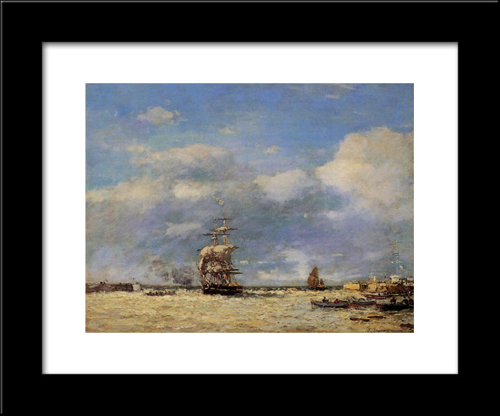 Entrance To Port Of Havre 20x24 Black Modern Wood Framed Art Print Poster by Boudin, Eugene