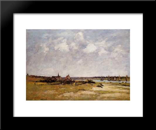 Etaples, La Canache, High Tide 20x24 Black Modern Wood Framed Art Print Poster by Boudin, Eugene