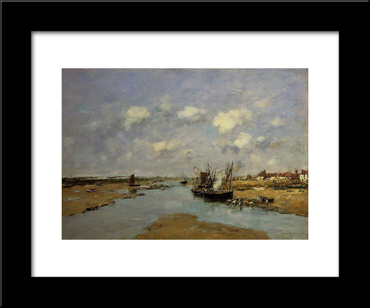 Etaples, La Canache, Low Tide 20x24 Black Modern Wood Framed Art Print Poster by Boudin, Eugene