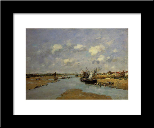 Etaples, La Canache, Low Tide 20x24 Black Modern Wood Framed Art Print Poster by Boudin, Eugene