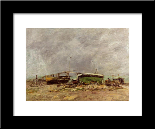Etretat 20x24 Black Modern Wood Framed Art Print Poster by Boudin, Eugene