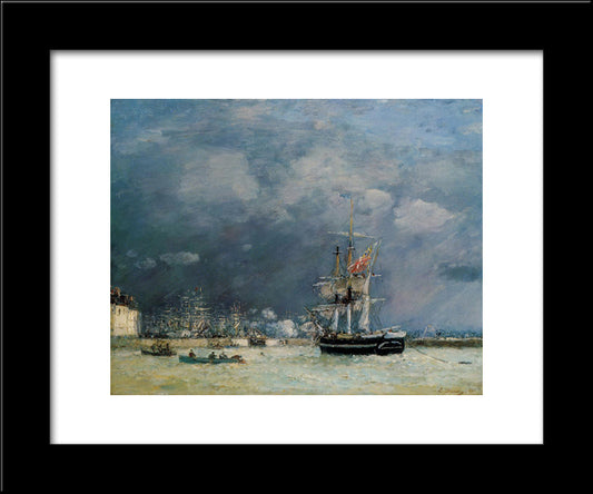 Evening, Le Havre 20x24 Black Modern Wood Framed Art Print Poster by Boudin, Eugene