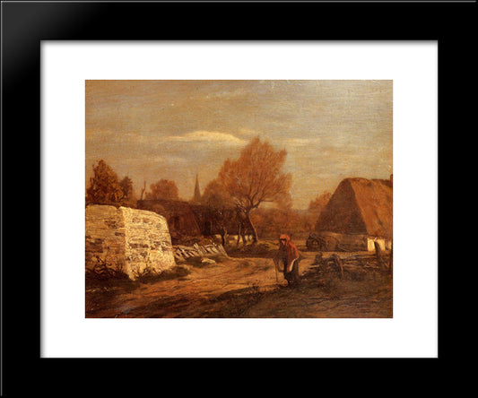 Farm Near Quimper 20x24 Black Modern Wood Framed Art Print Poster by Boudin, Eugene