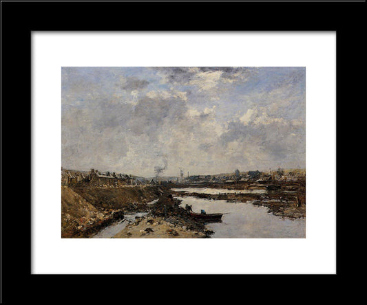 Fecamp, The Inner Port Under Construction 20x24 Black Modern Wood Framed Art Print Poster by Boudin, Eugene