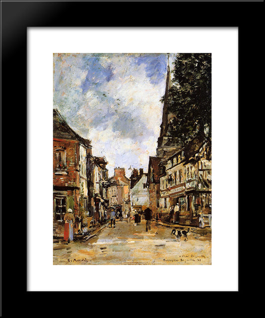 Fervaques, A Village Street 20x24 Black Modern Wood Framed Art Print Poster by Boudin, Eugene