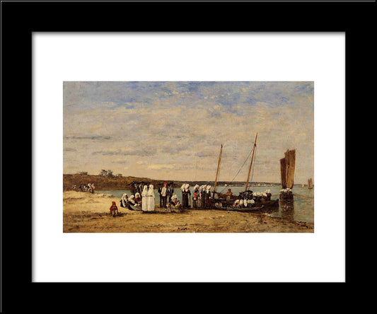Fishermen Of Kerhor Receiving A Blessing At Plougastel 20x24 Black Modern Wood Framed Art Print Poster by Boudin, Eugene