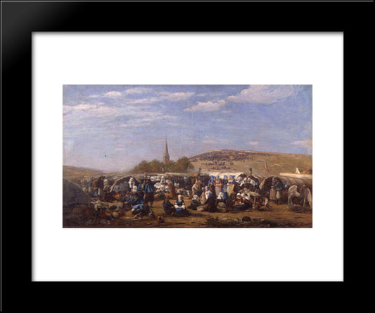 Forgiveness In The St. Anne Chapel At Palud Plonevez Porzay (Finistere) 20x24 Black Modern Wood Framed Art Print Poster by Boudin, Eugene