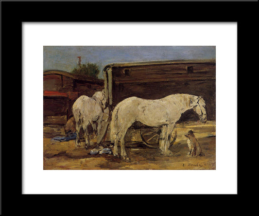 Gypsy Horses 20x24 Black Modern Wood Framed Art Print Poster by Boudin, Eugene