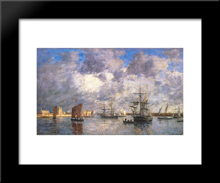 Harbour At Camaret 20x24 Black Modern Wood Framed Art Print Poster by Boudin, Eugene
