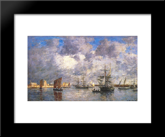 Harbour At Camaret 20x24 Black Modern Wood Framed Art Print Poster by Boudin, Eugene