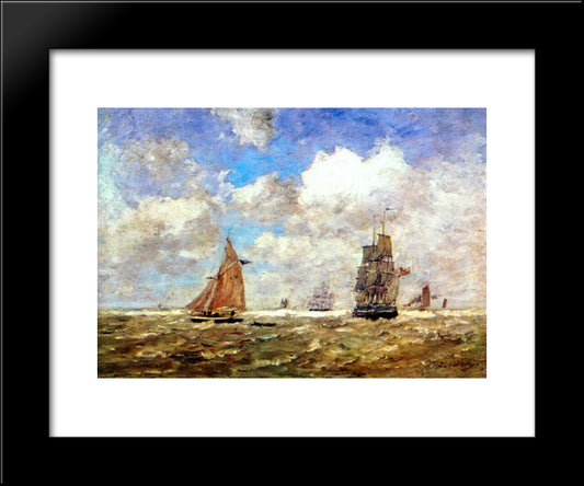 High Seas 20x24 Black Modern Wood Framed Art Print Poster by Boudin, Eugene