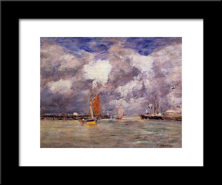 High Tide At Trouville 20x24 Black Modern Wood Framed Art Print Poster by Boudin, Eugene