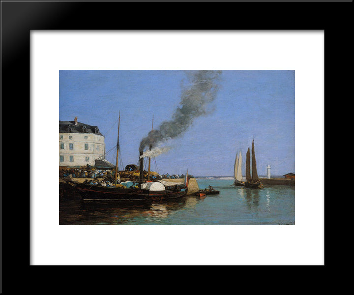 Honfleur. La Jetee 20x24 Black Modern Wood Framed Art Print Poster by Boudin, Eugene