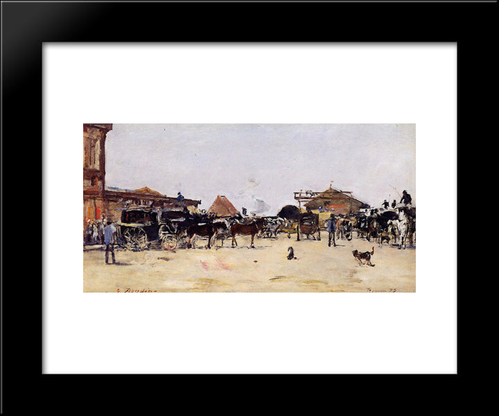 La Place De La Gare A Deauville 20x24 Black Modern Wood Framed Art Print Poster by Boudin, Eugene