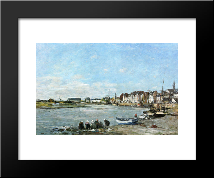 Laundresses On The Banks Of The Port Of Trouville 20x24 Black Modern Wood Framed Art Print Poster by Boudin, Eugene