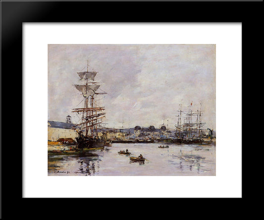 Le Havre, The Casimir Delavigne Basin 20x24 Black Modern Wood Framed Art Print Poster by Boudin, Eugene