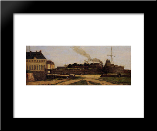 Le Havre, The Town Hotel And The Francois I Tower 20x24 Black Modern Wood Framed Art Print Poster by Boudin, Eugene